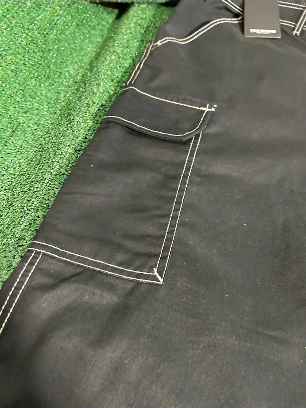 True Religion Brand Jeans waist 36 Men's Black Cargo Work Pants NWT